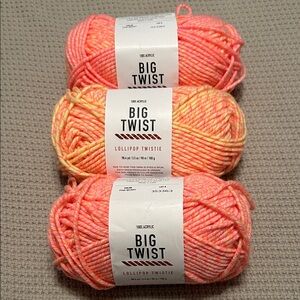 Big twist lollipop Twistie pink berry yarn 3 skeins